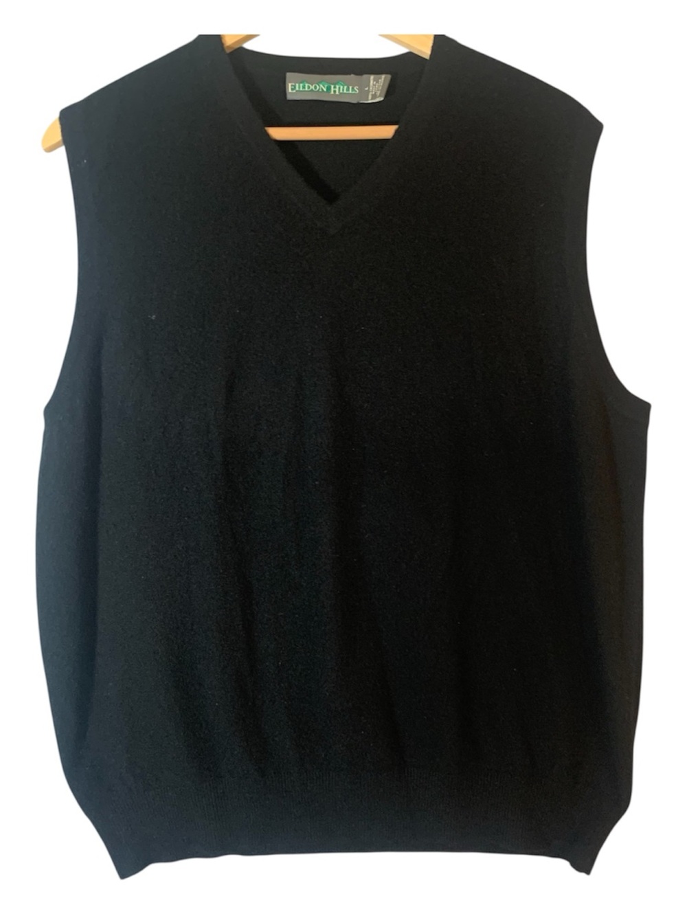 Eildon Hills 100% Cashmere V-Neck Sweater Vest Black Mens Large